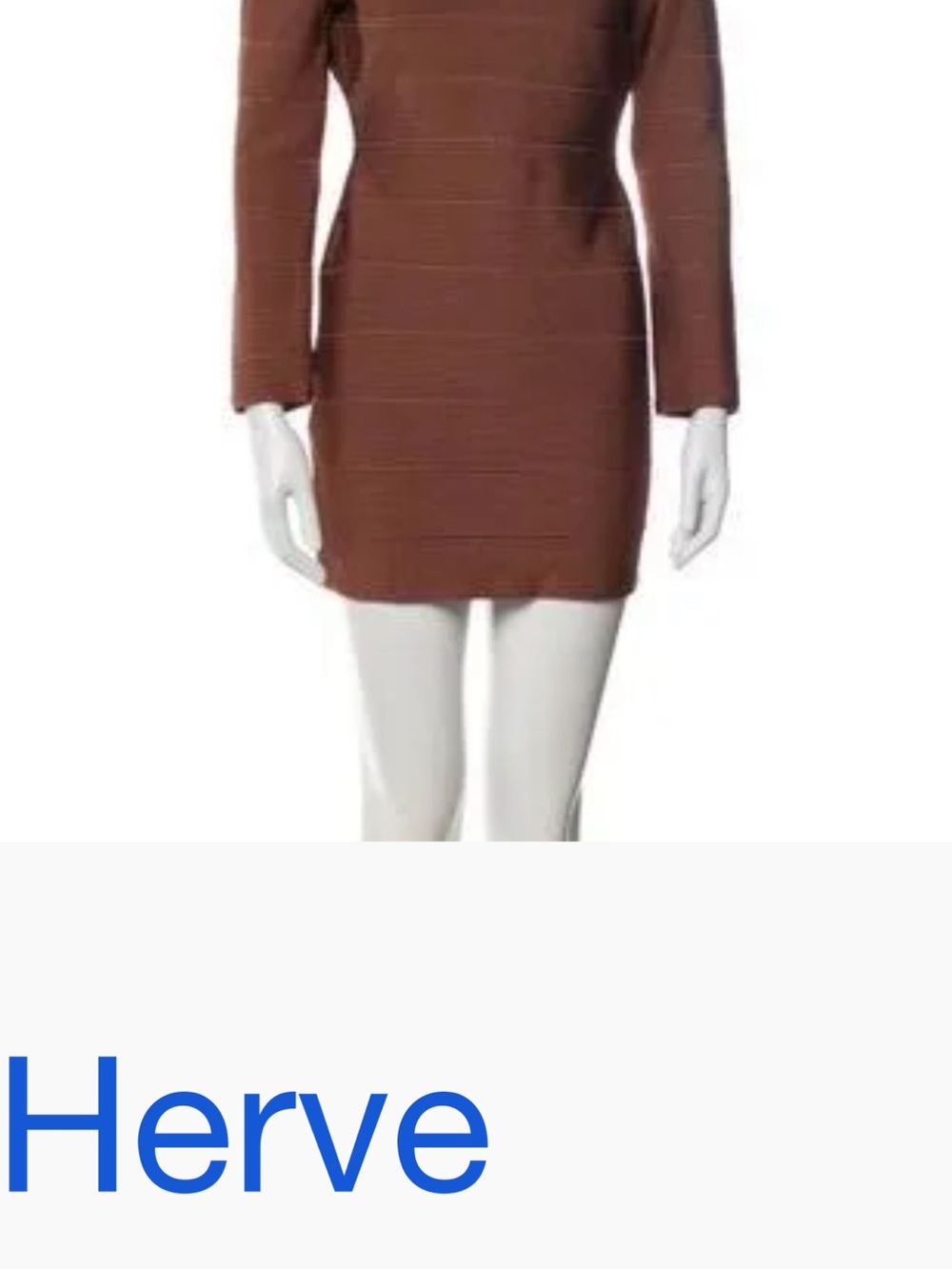 Herve Leger Rust Mini Long-Sleeve Bandage Dress